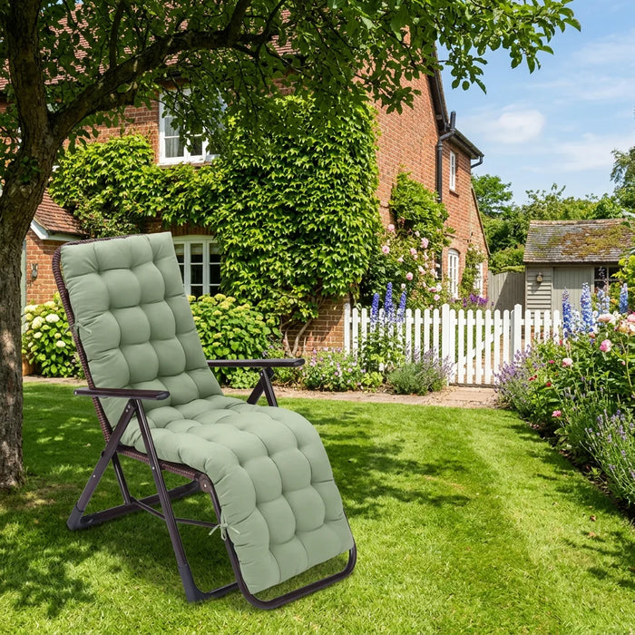 Outdoor Tufted Recliner Chair Cushion Water Resistant Deck Chair Seat Pads with Ties