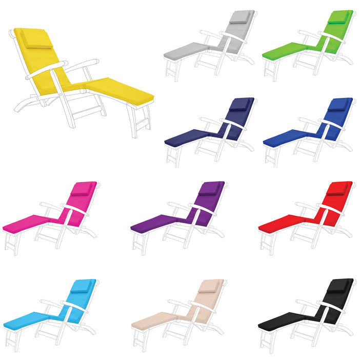 Water-Resistant Outdoor Steamer Chair Cushion Folding Garden Sun