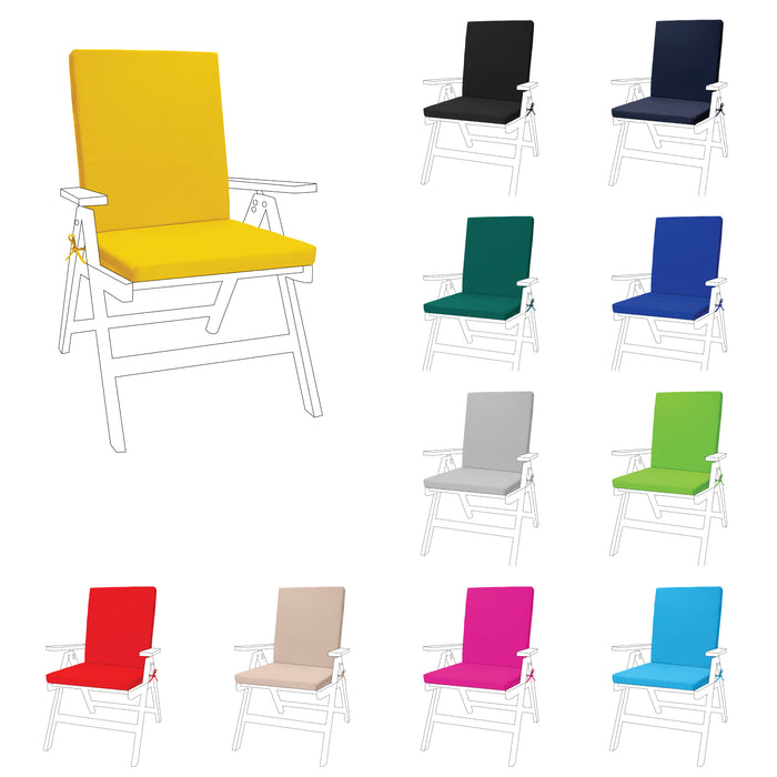 Outdoor Water-Resistant Highback Chair Seat Pads with Ties