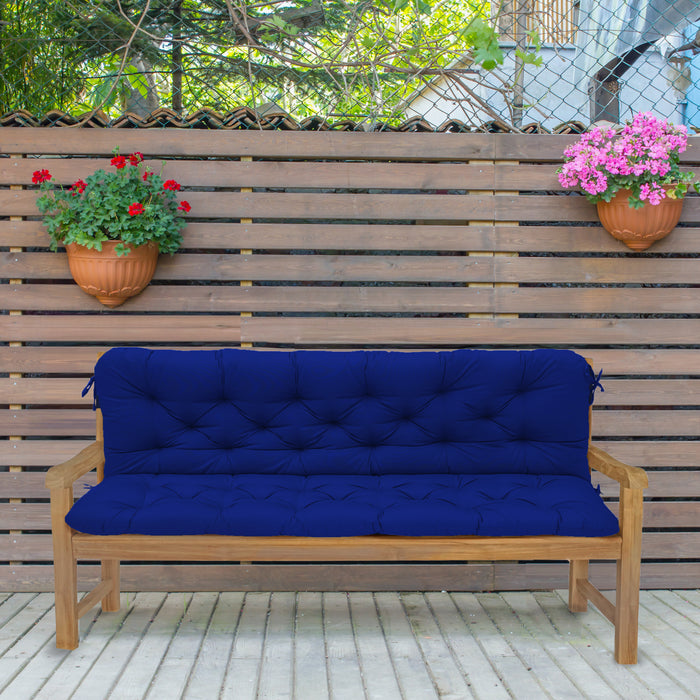 3 Seater Tufted Bench Seat and Back Cushions with Ties Garden Bench GardenistaUK Store