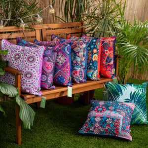 Bandana Print Outdoor Scatter Cushions Garden Decorative Square Pillows Water Resistant