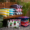 Water Resistant Lumbar Striped Garden Cushions