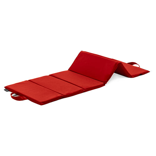 Outsunny Set of 2 Beach Mat, Padded Folding Ground Mat Lounge Chair w/  Adjustable Back, Steel Frame, Head Pillow and Carry Bag for Backyard  Lakeside, Red and White Bag