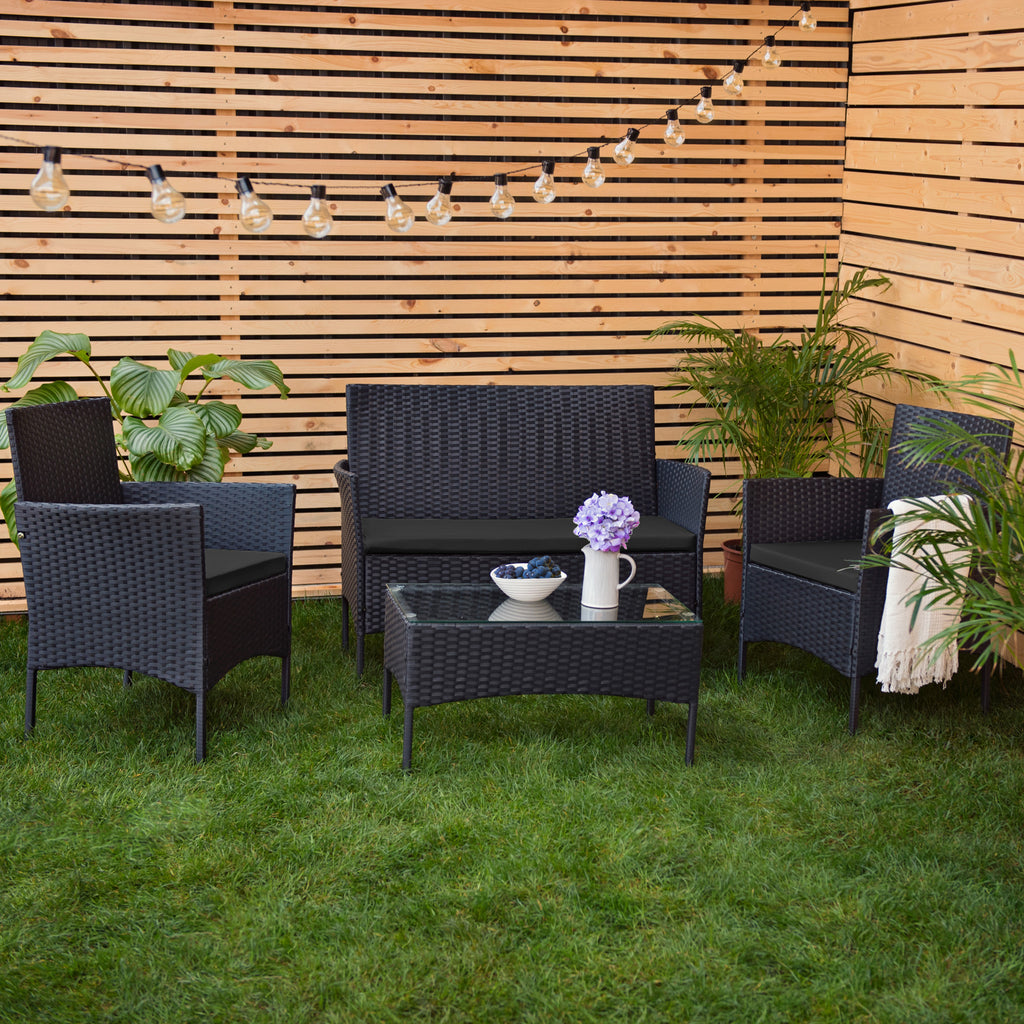 3-Piece Rattan Furniture Seat Cushions Water-Resistant Patio Sofa Pads for Outdoor Use