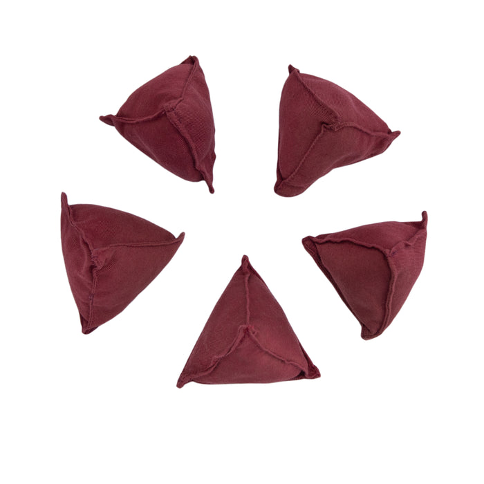 Durable Cotton Fabric Triangular Shaped Juggling Throw Bean Bags (Pack of 5)