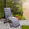 Outdoor Sun Lounger Chair Cushion Tufted High-Back Recliner Seat Pad with Secure Ties