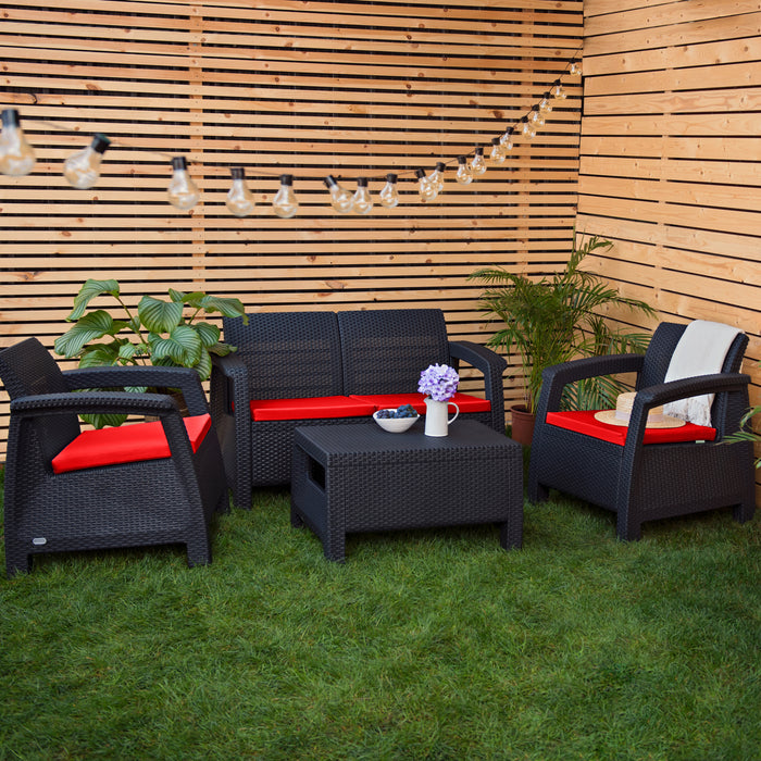 Outdoor 4-Piece Rattan Furniture Seat Pads